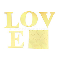 Acrylic Self Adhesive Furniture Films, For Mirror Wall Stickers Decorative, Word Love & Heart, Gold, 3.9~14x5.7~13cm, 12pcs/set(DIY-WH0190-37B)