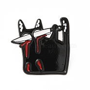 Animal Skeleton Theme Enamel Pin, Platinum Alloy Brooch for Backpack Clothes, Cat Shape, 29x30x1mm(JEWB-B005-07D)