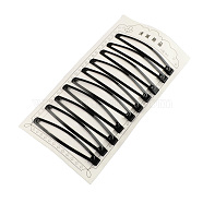 Spray Painted Iron Snap Hair Clip Findings, Black, 77x13mm, 10pcs/card(X-PHAR-R089-08)