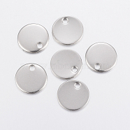 201 Stainless Steel Charms, Stamping Blank Tag, Flat Round, Stainless Steel Color, 12x1mm, Hole: 2mm(STAS-E149-03P)