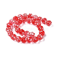 Transparent Glass Enamel Beads Strand, Round, Red, 12.5x11.5mm, Hole: 1.6mm, about 30pcs/strand, 13.78 inch(35cm)(GLAA-G107-04A)