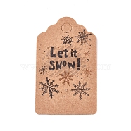 Paper Gift Tags, Hange Tags, For Arts and Crafts, For Christmas, with Word Let it Snow & Snowflake Pattern, BurlyWood, 50x30x0.3mm, Hole: 5mm(CDIS-L003-E02-B)