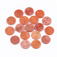 Spray Paint Freshwater Shell Links connectors, Flat Round, Coral, 10x2mm, Hole: 1.4mm(X-SHEL-S276-27F)