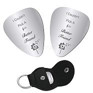 CREATCABIN 2Pcs 201 Stainless Steel Guitar Picks, Plectrum Guitar Accessories, with 1Pc PU Leather Guitar Clip, for Musical Instrument Accessories, Dandelion Pattern, 115x47x1.3mm(DIY-CN0001-83H)