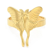 304 Stainless Steel Open Cuff Rings, Butterfly, Golden, US Size 7 1/4(17.5mm)(RJEW-K245-61G)