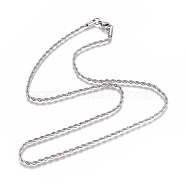 Unisex 304 Stainless Steel Rope Chain Necklaces, with Lobster Clasps, Stainless Steel Color, 19.7 inch(500mm)(STAS-D0002-33P)