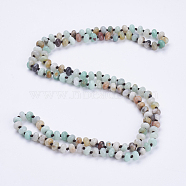 Natural Amazonite Beaded Multi-use Necklaces/Wrap Bracelets, Three-Four Loops Bracelets, Faceted, Abacus, 37.4 inch(95cm)(NJEW-K095-A09)
