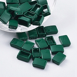 Spray Painted Alloy Multi-Strand Links, For Tile Elastic Bracelets Making, Rectangle, Dark Green, 11.3x8x4mm, Hole: 0.8mm(PALLOY-G268-B-037)