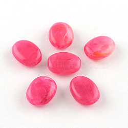 Oval Imitation Gemstone Acrylic Beads, Deep Pink, 19x15x7mm, Hole: 2mm(X-OACR-R047-22)
