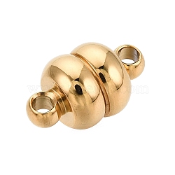 304 Stainless Steel Magnetic Clasps, Double Rondelle, Ion Plating(IP), Real 18K Gold Plated, 12x7mm, Hole: 1.8mm(STAS-N127-04G)