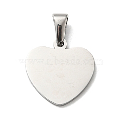 304 Stainless Steel Pendants, Stamping Blank Tag, Heart, Stainless Steel Color, 20.5x19x1.36mm, Hole: 10x4.5mm(STAS-I135-12P-B)