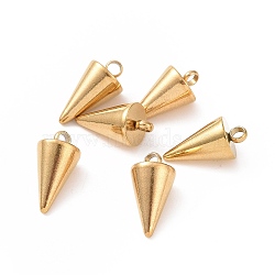 Ion Plating(IP) 304 Stainless Steel Pendants, Spike/Cone, Golden, 13.5x7mm, Hole: 2mm(STAS-G214-47G-02A)