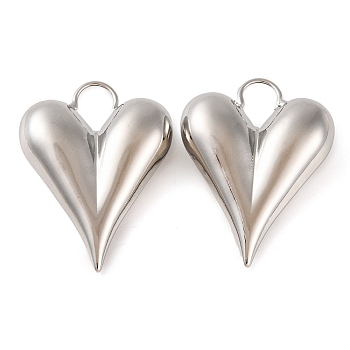 Rack Plating Brass Pendant, Long-Lasting Plated, Heart, Platinum, 38x28.5x9.5mm, Hole: 9mm