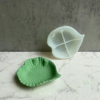 DIY Leaf Dish Tray Silicone Molds, Storage Molds, for UV Resin, Epoxy Resin Craft Making, White, 119x111x28mm