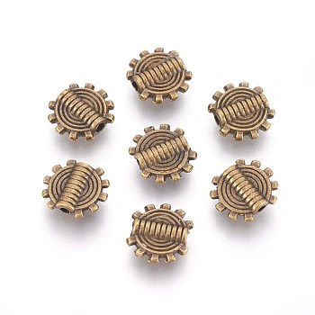 Tibetan Style Alloy Beads, Cadmium Free & Nickel Free & Lead Free, Gear, Antique Bronze, 9.5x1.5mm, Hole: 1.5mm