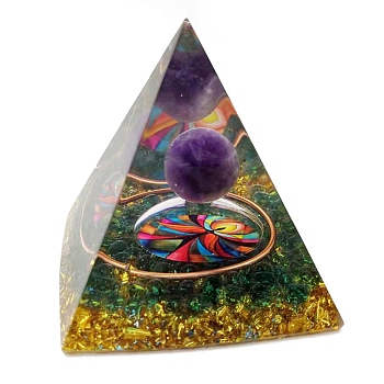 Resin Orgonite Pyramids with Ball, Resin Craft Healing Pyramids, for Spirits Lift Stress Relief, Red, 60x60x60mm