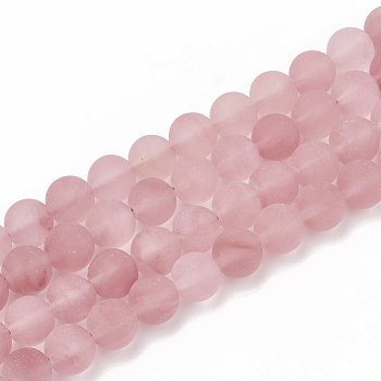 Cherry Quartz Glass Beads Strands, Frosted, Round, 6mm, Hole: 1mm, about 63pcs/strand, 15.5 inch