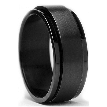 Black Stainless Steel Rotating Finger Ring, Fidget Spinner Ring for Calming Worry Meditation, None, US Size 10(19.8mm)