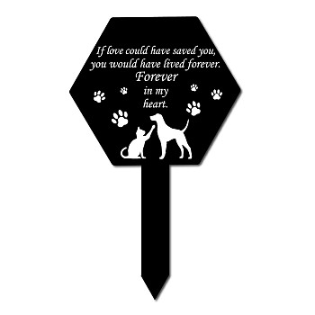 Acrylic Garden Stake, Ground Insert Decor, for Yard, Lawn, Garden Decoration, with Memorial Words  Forever In My Heart, Dog, 250x150mm