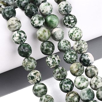 Natural Green Spot Jasper Beads Strands, Smooth Round, 8~8.5mm, Hole: 0.8~1mm, about 44~47pcs/strand, 14.37~15.35 inch(36.5~39cm)