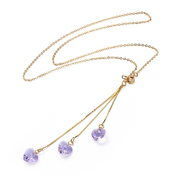 Pendant Necklaces, with Romantic Valentines Ideas Glass Charms, Copper Wire, Brass Cable Chain Necklace Marking and Cardano Chains Chandelier Components Links, with Cardboard Box, Lilac, 18.5 inch(47cm)