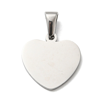 304 Stainless Steel Pendants, Stamping Blank Tag, Heart, Stainless Steel Color, 20.5x19x1.36mm, Hole: 10x4.5mm