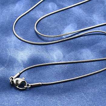 Tarnish Resistant 304 Stainless Steel Snake Chain Necklace Making, with Lobster Claw Clasps, Stainless Steel Color, 17.7 inch(45cm)