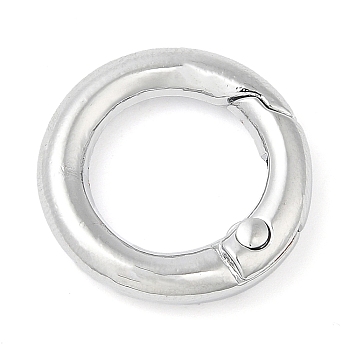 Rack Plating Brass Spring Gate Rings, Round Ring, Lead Free & Cadmium Free, Long-Lasting Plated, Platinum, 6 Gauge, 20x4mm
