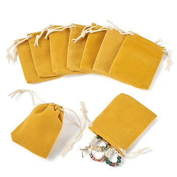 20Pcs Rectangle Velvet Pouches, Candy Gift Bags Christmas Party Wedding Favors Bags, Goldenrod, 9x7cm