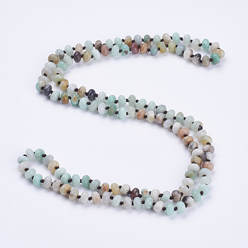 Natural Amazonite Beaded Multi-use Necklaces/Wrap Bracelets, Three-Four Loops Bracelets, Faceted, Abacus, 37.4 inch(95cm)