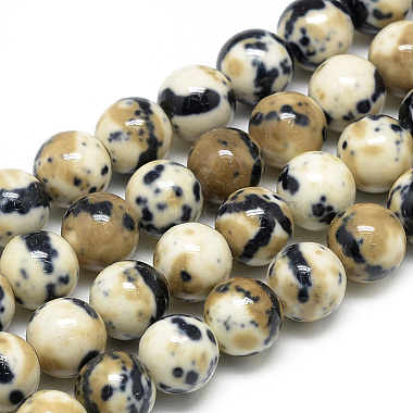 6mm Tan Round Ocean White Jade Beads
