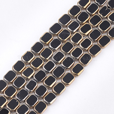 10mm Black Rectangle Glass Beads