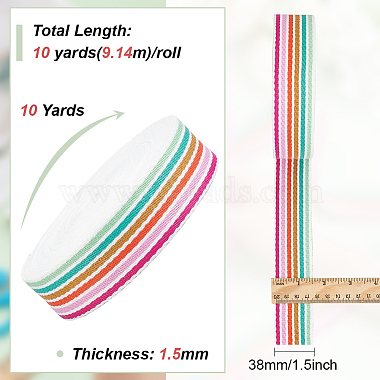 10 Yards Polycotton Striped Ribbon(OCOR-WH0003-023)-2