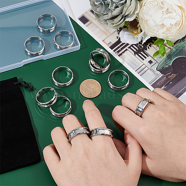 12Pcs Stainless Steel Grooved Finger Ring Settings(STAS-UN0038-94E)-2