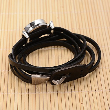 3-Loop Leather Platinum Plated Alloy Quartz Wrap Bracelet Watches(WACH-F010-01A)-3