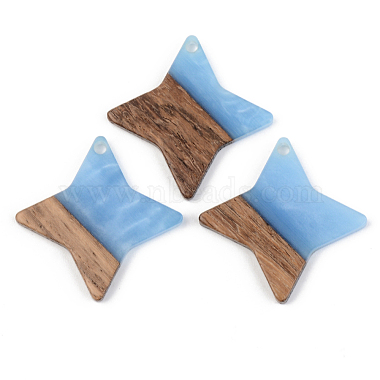 Opaque Resin & Walnut Wood Pendants(RESI-S389-011A-C)-2