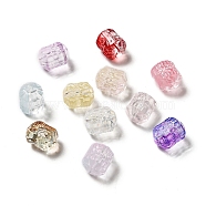 Spray Painted Transparent Glass Beads, Drum, Mixed Color, 12x10mm, Hole: 1mm(GLAA-F119-05)