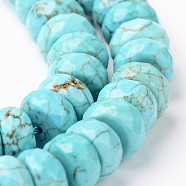 Natural Magnesite Beads Strands, Dyed & Heated, Faceted, Rondelle, 8x4~5mm, Hole: 1mm, about 89pcs/strand, 14.9 inch(G-J375-04-5x8mm)