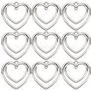 50Pcs Tibetan Style Alloy Open Back Bezel Connector Charms, For DIY UV Resin, Epoxy Resin, Pressed Flower Jewelry, Lead Free & Cadmium Free, Heart Links, Antique Silver, 24.5x25x1.5mm, Hole: 1~2mm, 50pcs/box(TIBE-SC0004-58)