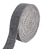 12M Flat Polycotton Ribbon, Twill Tape Ribbon, Herringbone Ribbon, Costume Accessories, Black, 1-3/8 inch(35mm), about 13.12 Yards(12m)/Bag(OCOR-BC0005-46)
