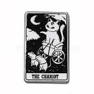 Tarot Theme Printed Acrylic Pendants, Rectangle with Cat Pattern Charms, The Chariot VII, 39x24x2.5mm, Hole: 1.8mm(X-MACR-G061-04T)