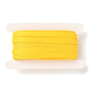 Polyester Grosgrain Ribbon,  for DIY Handmade Craft, Gift Decoration, Yellow, 1/4 inch(5mm), about 10.93 yards (10m)/card(OCOR-I011-A17)