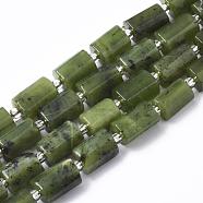 Natural Canadian Jade Beads Strands, Faceted, Column, 8~11x6~8x5~7mm, Hole: 1mm, about 15~17pcs/strand, 7.28~7.48 inch(G-S345-8x11-006)