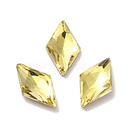 Glass Rhinestone Cabochons, Point Back & Back Plated, Faceted, Rhombus, Citrine, 10x6x2.5mm(RGLA-P037-05B-D226)
