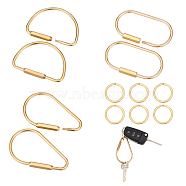12Pcs 4 Styles Brass Keychain Clasps, Oval/D-Shaped/Teardrop, Golden, 25~77x25~45.5x2.5~3.5mm(FIND-CA0005-87)