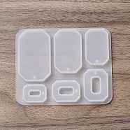 DIY Pendant Silicone Molds, Resin Casting Molds, for UV Resin, Epoxy Resin Jewelry Making, Rectangle Octagon, 71x87x6mm, Hole: 1.6mm, Inner Diameter: 19~44.5x14~27mm(SIMO-F145-04)