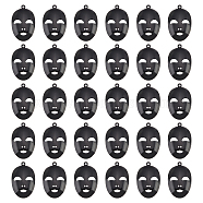 Nbeads Alloy Pendants, Mask, Electrophoresis Black, 38.5x24.5x5mm, Hole: 2mm(FIND-NB0002-62)