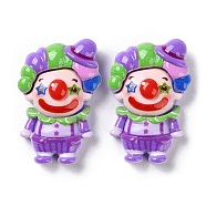Funny Opaque Resin Cabochons, Clown, Medium Purple, 32.5x21.5x9.5mm(RESI-Z010-01B)