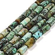 Natural African Turquoise(Jasper) Beads Strands, with Seed Beads, Faceted Column, 9~11x6~7.5x6~7.5mm, Hole: 1.2mm, about 30pcs/strand, 15.16~15.55 inch(38.5~39.5cm)(G-G068-A39-01)