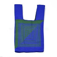Polyester Mini Knit Tote Bags, Crochet Tote Handbag Lunch Box Bag, Square, 34x19.5x2.1cm(ABAG-C008-01B-04)